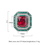 Vintage 12*16mm Square Cut Ruby Resizable RingRing