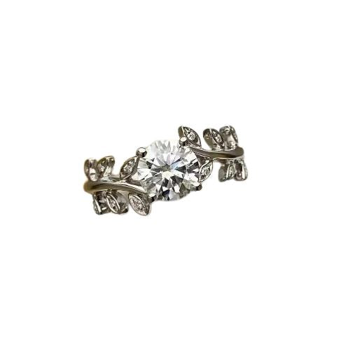 1 Carat Moissanite Diamond Leaf 925 Sterling Silver RingRing