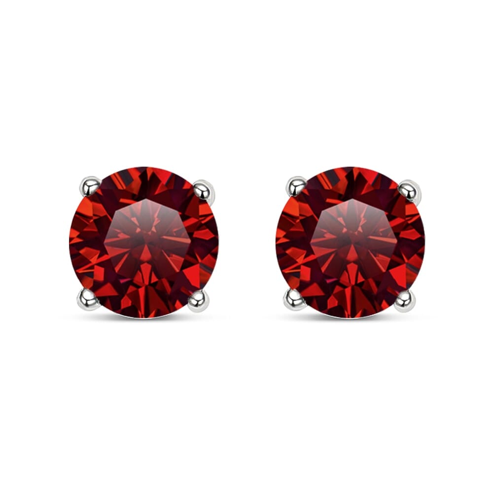 Moissanite Earring S925 Sterling Sliver Plated with 18k White Gold EarringRubyred4mm(0.3ct each)