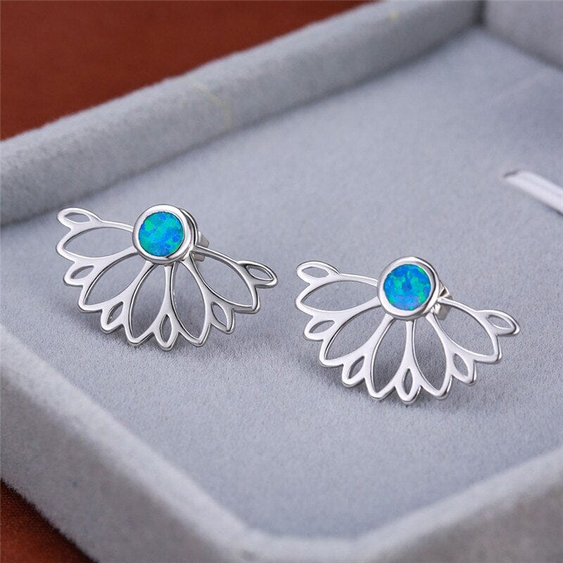 Geometric Three Color Fire Opal Stud EarringsEarringsSilver