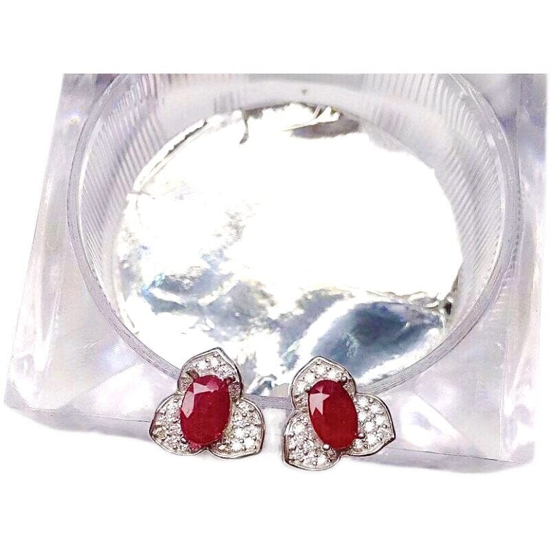 4mm*6mm Translucent Ruby 925 Silver Stud EarringsEarrings