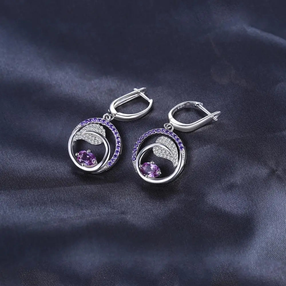 Leaf 1.2ct Alexandrite Sapphire 925 Sterling Silver Drop Earrings