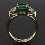 Bague 14k Gold color Green Emerald Ring
