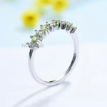 Peridot and Garnet Gemstones with Moissanite 925 Sterling Silver RingRing