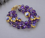 4Rows Natural Purple Amethysts Rough With Electroplated Edge