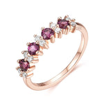 Peridot and Garnet Gemstones with Moissanite 925 Sterling Silver RingRingGarnet - Rose Gold5