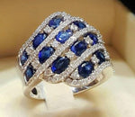 Blue and Pink Sapphire Conch Shape Silver RingRingBlue6