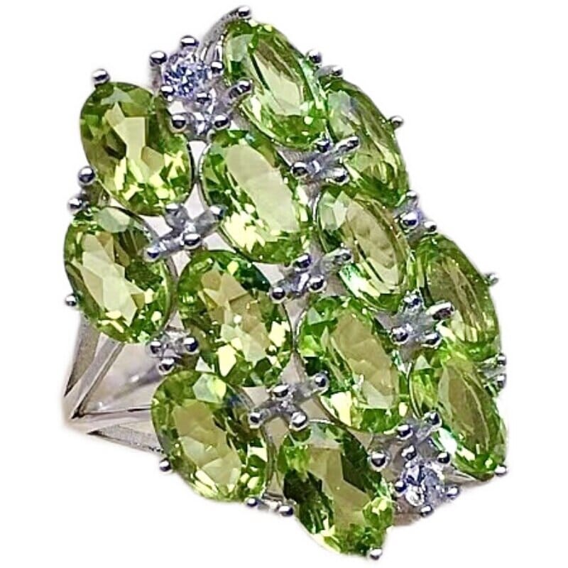 12 Piece Grand Circle Peridot 925 Silver RingRing