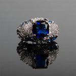 Elegant Silver 925 Ring For Charm Women With Oval Blue Sapphire Gemstones