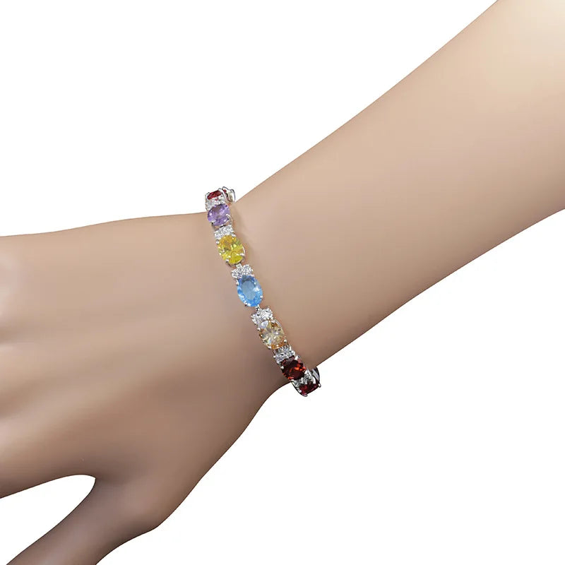 Multi Gemstones 925 Sterling Silver BraceletBracelet