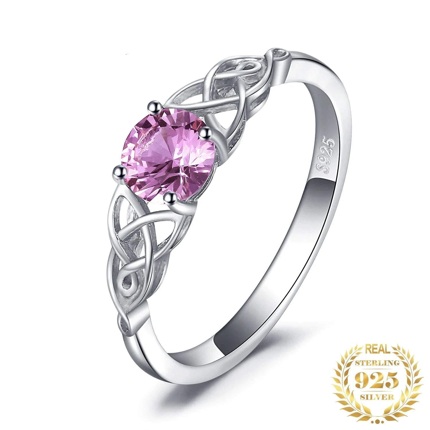 Knot Pink Sapphire 925 Sterling Silver Ring for Women7