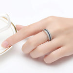925 Sterling Silver Ring with Round Sapphire Zircon Gemstone
