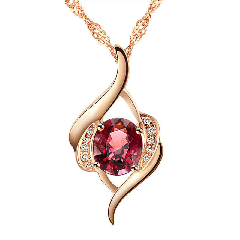 Elegant 925 Silver Jewelry Necklace with Ruby Gemstones Pendant Ornaments