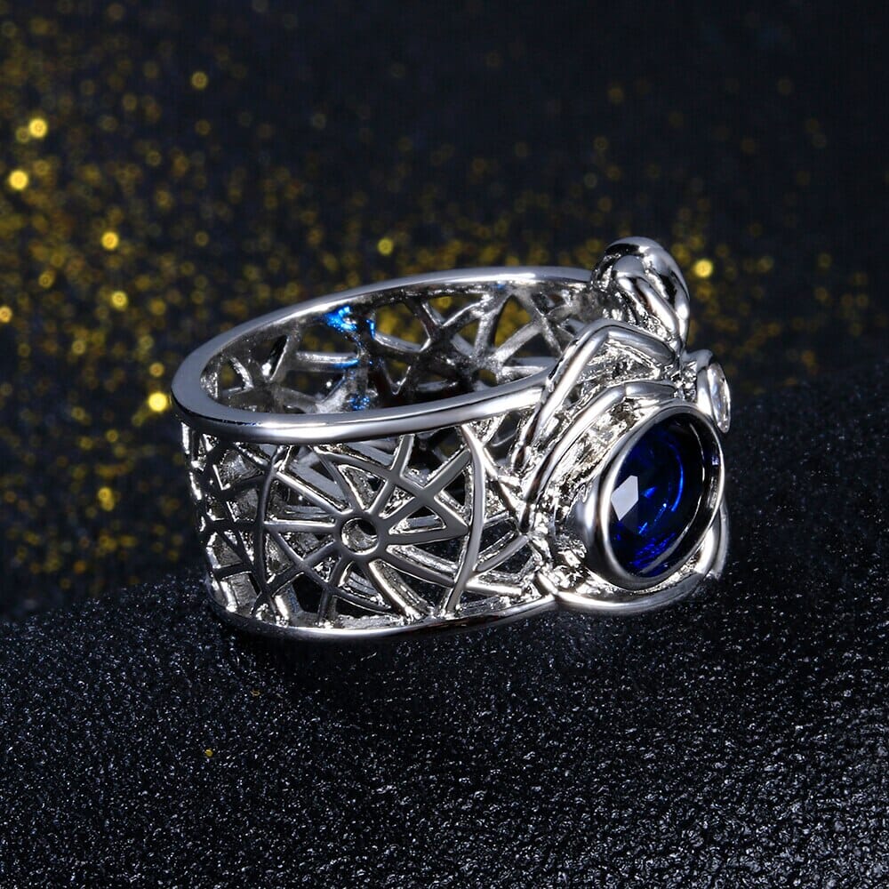 Sapphire Spider Punk Silver RingRing