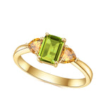 Three-Stone Heart Peridot & Citrine 14K Gold Filled 925 Silver RingRing5