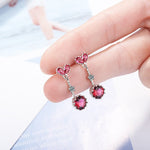 Ruby and Sapphire Heart Shape Gemstones Dangle Drop EarringsEarrings
