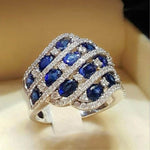 Blue and Pink Sapphire Conch Shape Silver RingRing