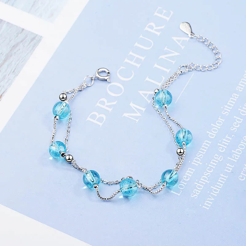 Round Aquamarine Gemstone BraceletBracelet
