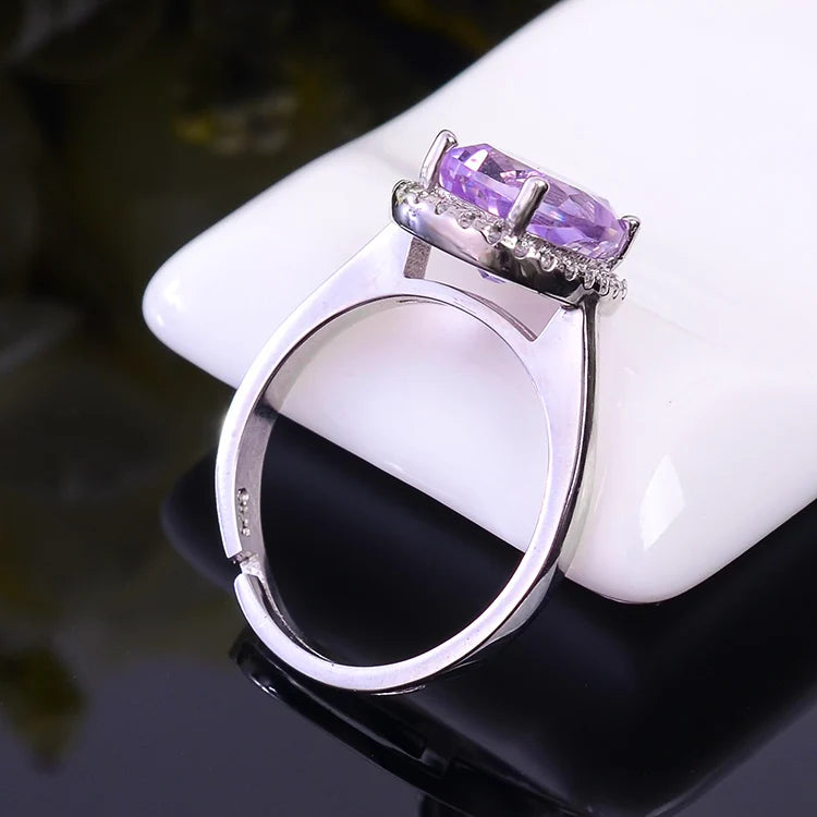 8mm*10mm Natural Amethyst Ring for Daily Wear