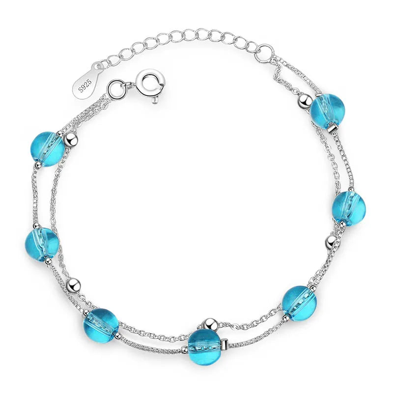Round Aquamarine Gemstone BraceletBracelet
