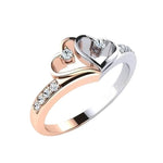 925 Sterling Silver Two-Tone White Sapphire Heart Ring for WomenWHITESilver Plated