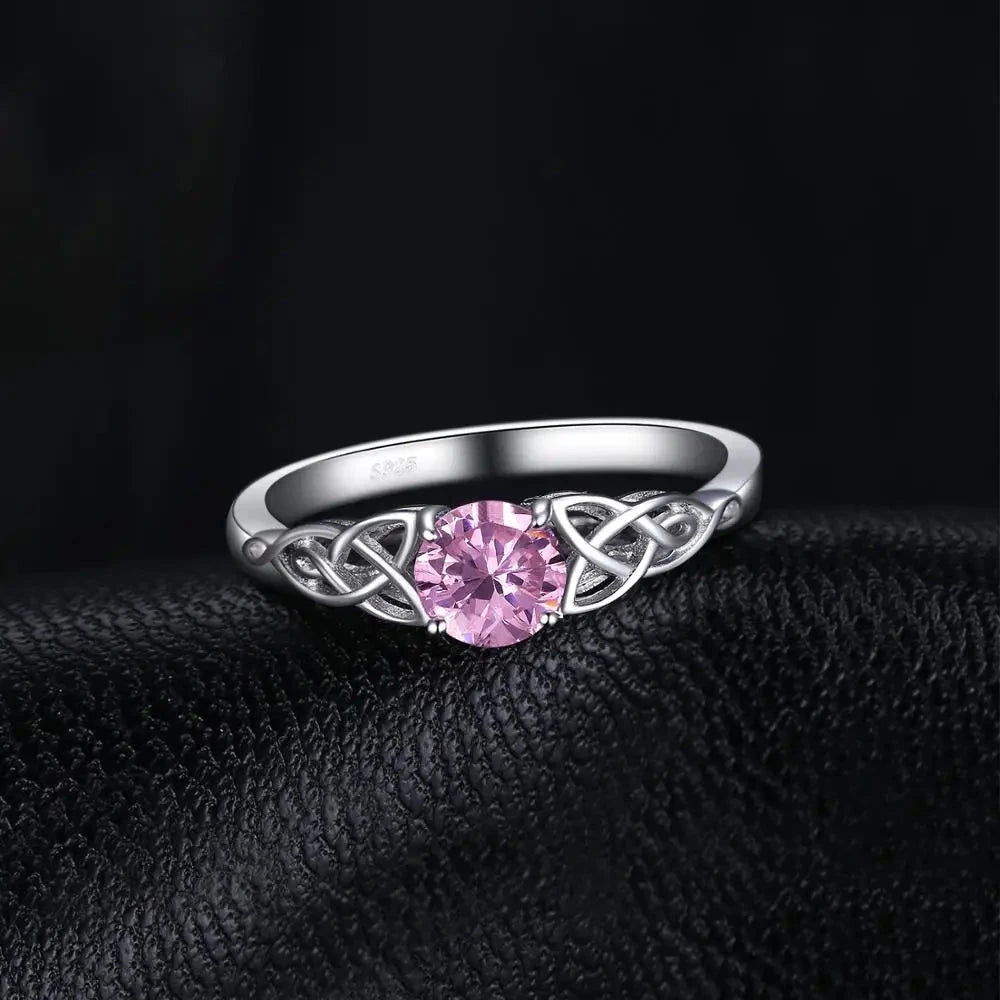 Knot Pink Sapphire 925 Sterling Silver Ring for Women