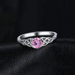 Knot Pink Sapphire 925 Sterling Silver Ring for Women