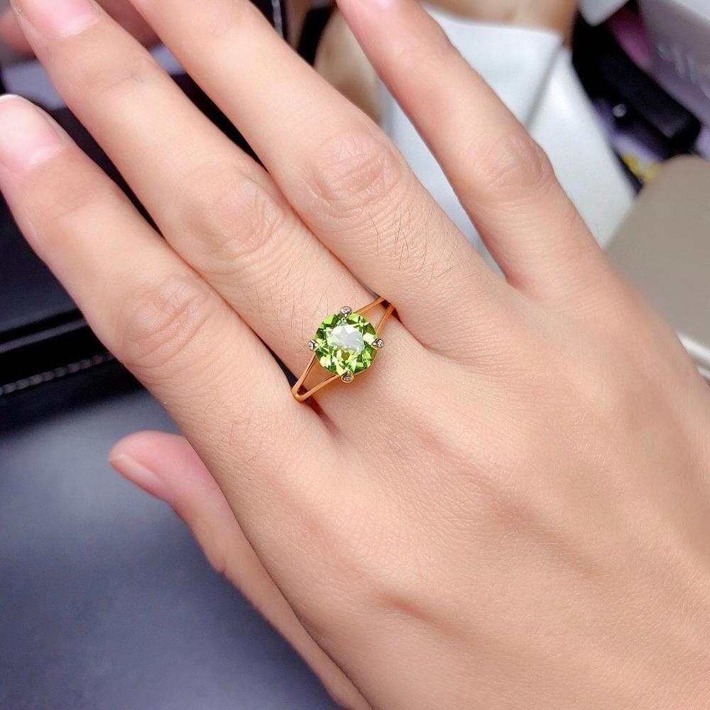 2ct Solitaire Cut Peridot Gold Filled 925 Sterling Silver RingRing