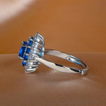 Sapphire Flower Adjustable Silver RingRing