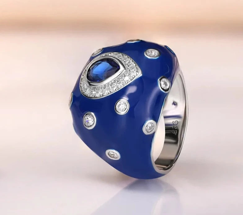 Ethnic Style Blue Sapphire 925 Sterling Silver RingRing