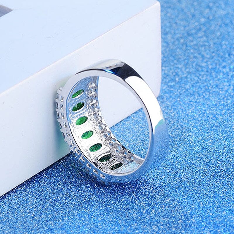 Emerald and Ruby Gemstone Silver RingRing