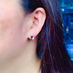 4mm*6mm Translucent Ruby 925 Silver Stud EarringsEarrings