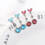 Ruby and Sapphire Heart Shape Gemstones Dangle Drop EarringsEarrings