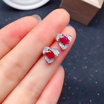 4mm*6mm Translucent Ruby 925 Silver Stud EarringsEarrings