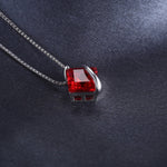 Square Red Ruby 925 Sterling Silver Choker Pendant (Without Chain)Necklace