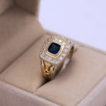 Luxury 925 Ring for Men Natural 2 Carat Sapphire with Diamond Jewelry