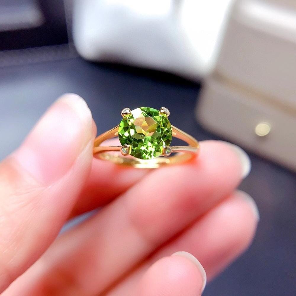 2ct Solitaire Cut Peridot Gold Filled 925 Sterling Silver RingRing