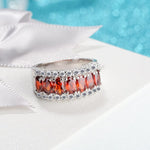 Emerald and Ruby Gemstone Silver RingRing