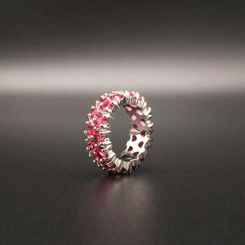 Tiny Hearts Shape Ruby Silver RingRing