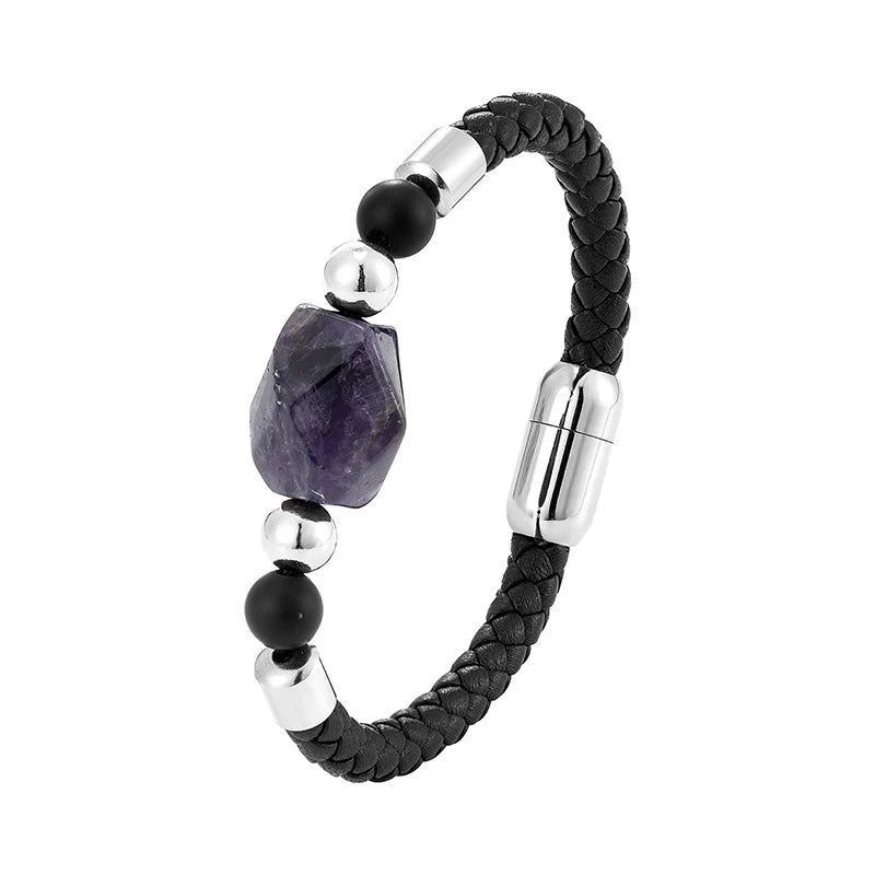 Geometric Shape Natural Amethyst Energy BraceletBXGM-1074002CHINA