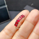 Elegant Silver Ruby for Girl 3 Mm * 4mm Natural Myanmar Ruby Ring 925 Sterling Silver0
