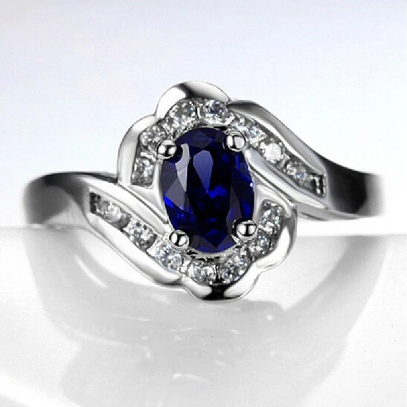 Classic 925 Silver Jewelry Ring Oval Sapphire Gemstones Finger Ringssame as photo10