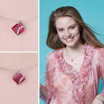 Square Red Ruby 925 Sterling Silver Choker Pendant (Without Chain)Necklace