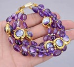 4Rows Natural Purple Amethysts Rough With Electroplated Edge