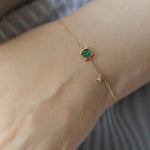 Simple Emerald Crystal Silver Chain BraceletBracelet