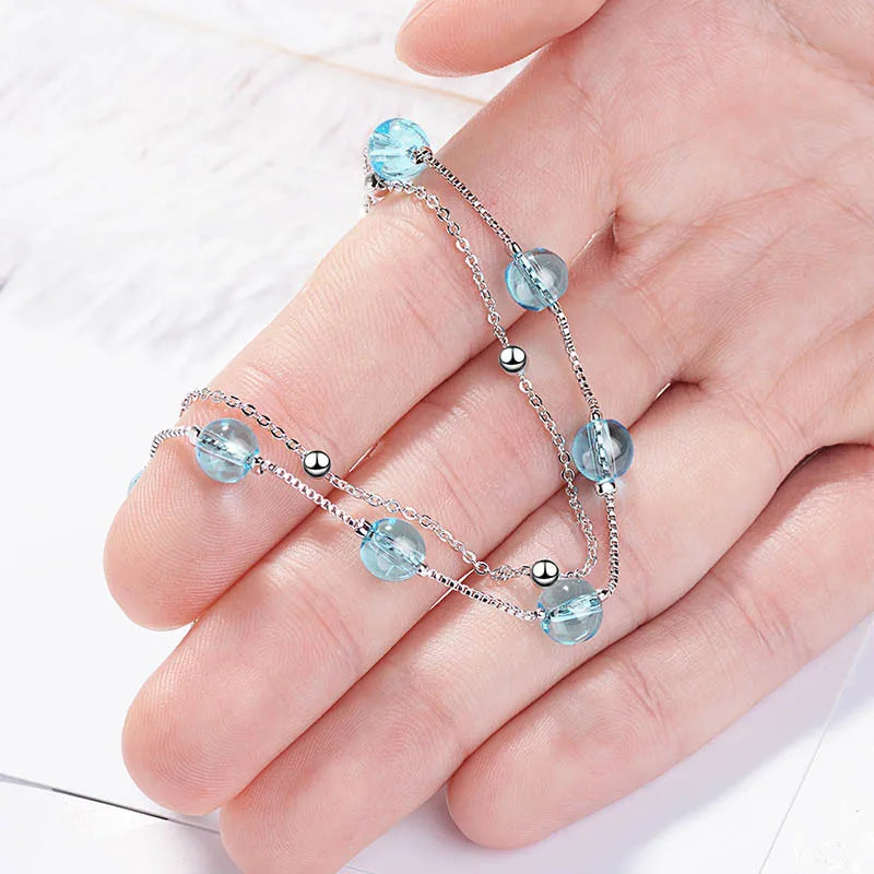 Round Aquamarine Gemstone BraceletBracelet
