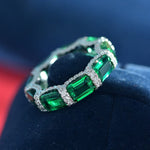 5*7mm Square Emerald 925 Sterling Silver RingRing