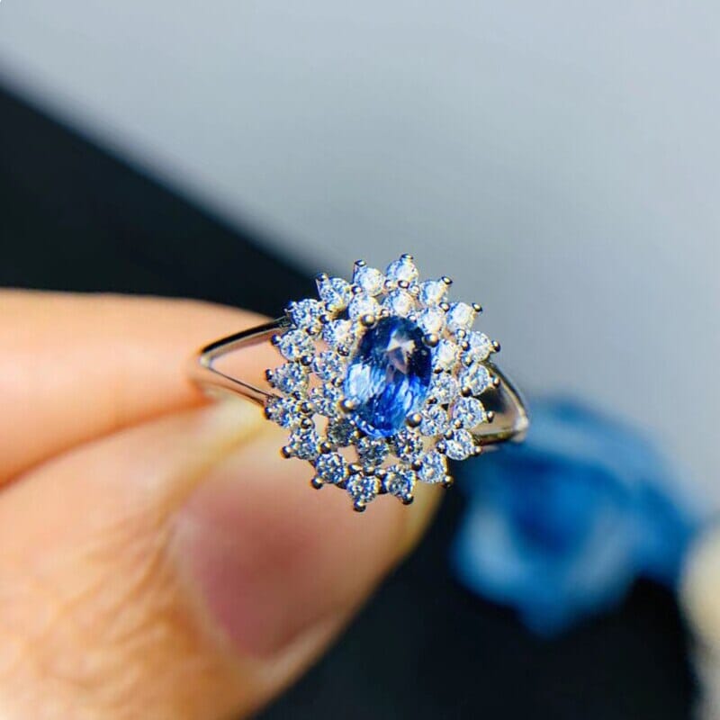 4mm*6mm Natural Sapphire 925 Sterling Silver Ring0
