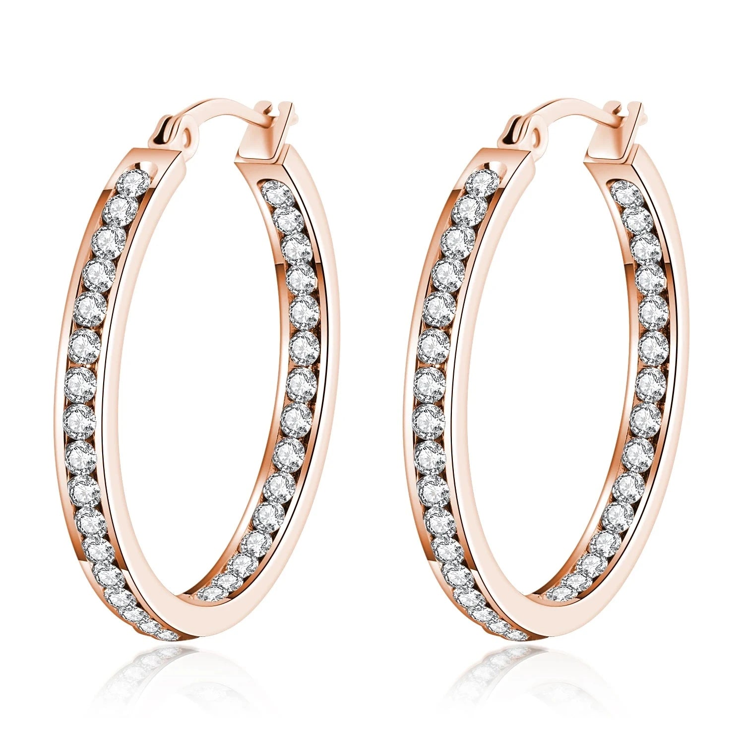 6 Color Small Hoop Earrings with Cubic Zirconia Gold/Silver Plated Stainless Steel EarringFH9064