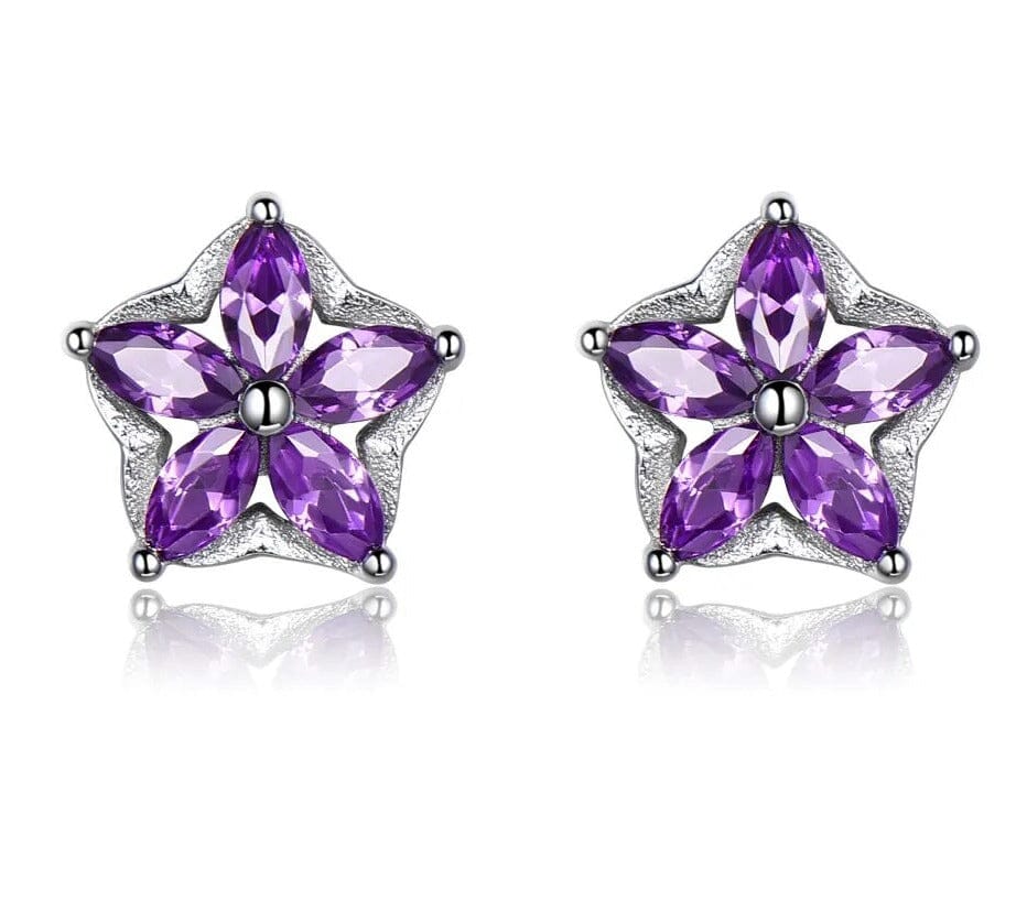 Amethyst Star Silver Stud EarringsEarrings